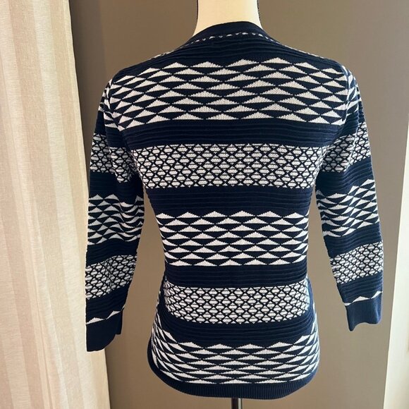 Merona Navy & White Cardigan Sweater, Size Small - Picture 2 of 4